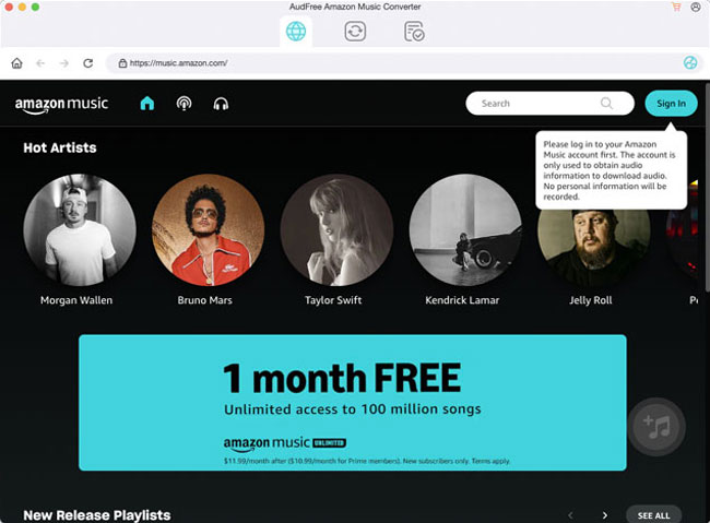 sign in amazon music account