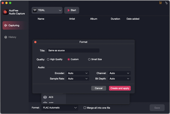 set output format as mp3