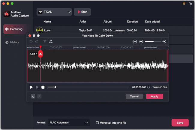 audfree m4p to mp3 audio capture