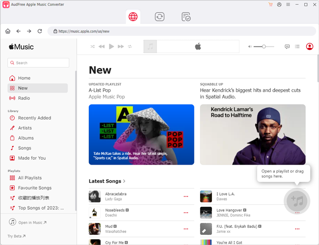 add apple music songs to audfree apple music converter