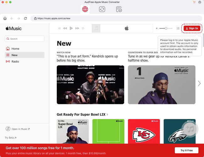 open audfree apple music auditior