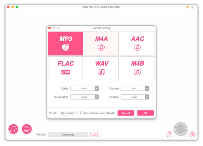 set apple music output format for canva