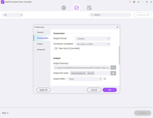 customize output setting