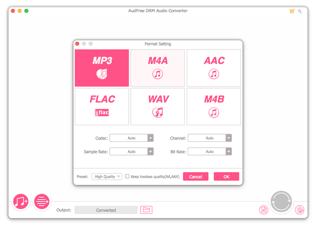 set audio output format