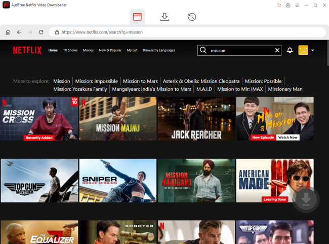 search netflix videos on audfree netflix downloader win