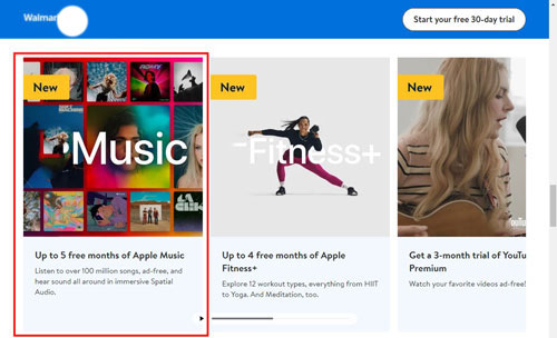 get 5 months apple music free trial via walmart plus