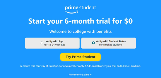get amazon music prime 6 months free trial for students