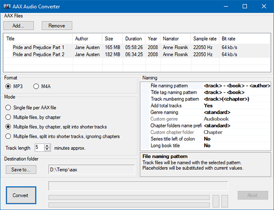 convert aax to mp3 for free by aaxaudioconverter on github