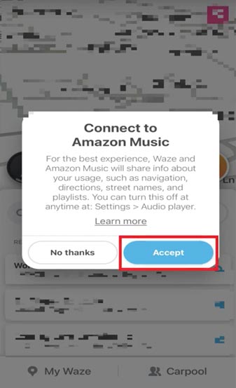 accept waze connect to amazon music