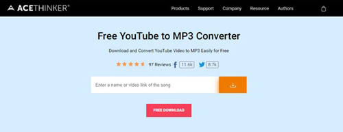acethinker free youtube to mp3 converter