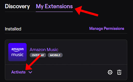 activate amazon music twitch extension