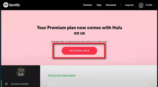 activate spotify hulu account