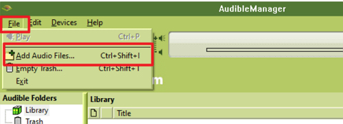 add audible audio files to audible manager