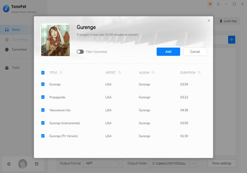 add audio to tunepat amazon music converter