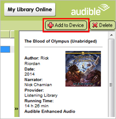 add to device option on audible manager
