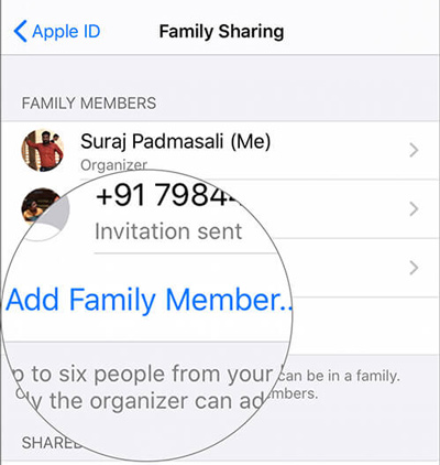add family members to apple music family plan on ios