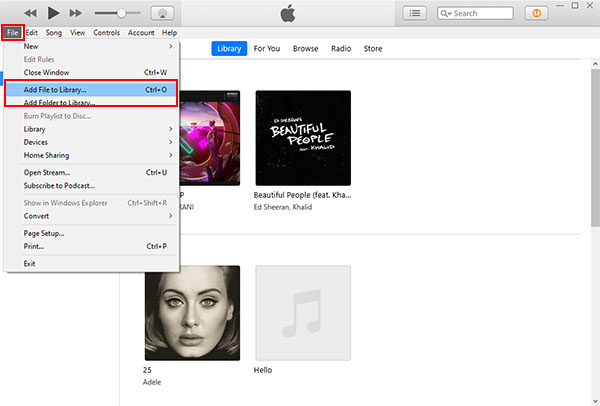 file option on itunes