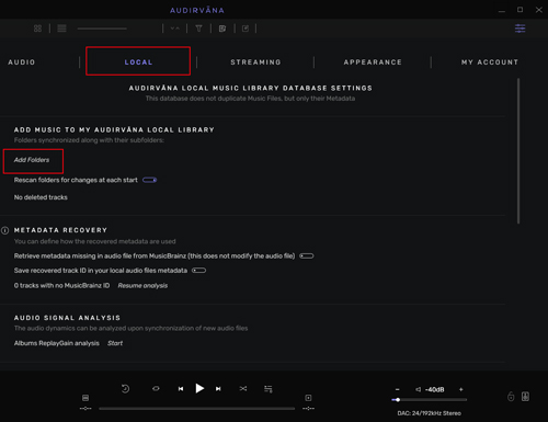 add tidal files to audirvana