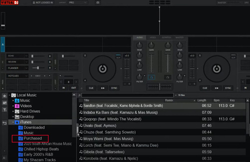 import purhased apple music to virtual dj from itunes