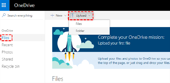 add local music to onedrive via website