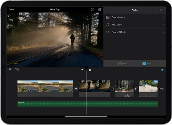 add audio to imovie on ipad