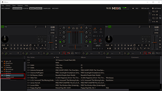 add spotify music folder mixxx from itunes