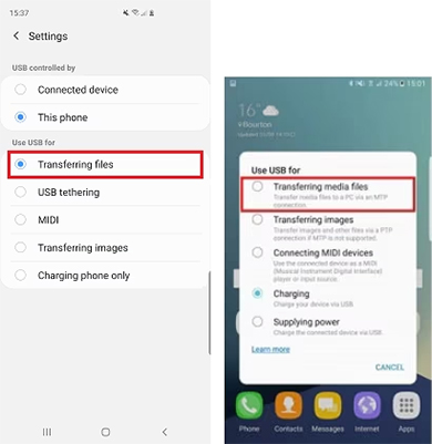 add local amazon music to samsung phones via usb cable