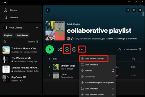 add others collaborative playlist to your spotify library