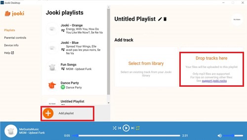 drag and drop spotify playlists to jooki app
