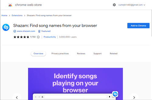 add shazam to goole extension