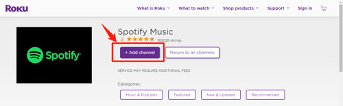 add spotify to roku from website