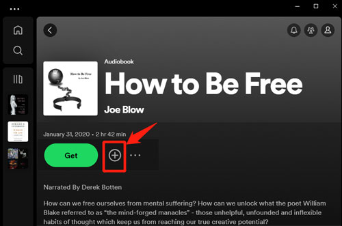 add spotify free audiobooks to library
