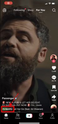 add tiktok sound to spotify from video via add spotify option