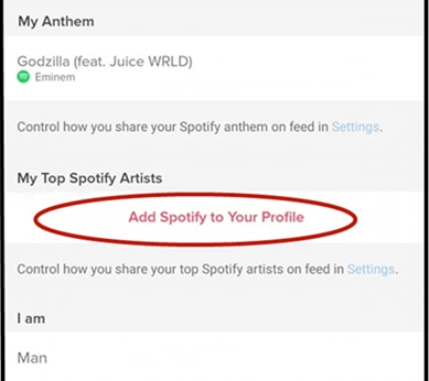 add spotify to tinder