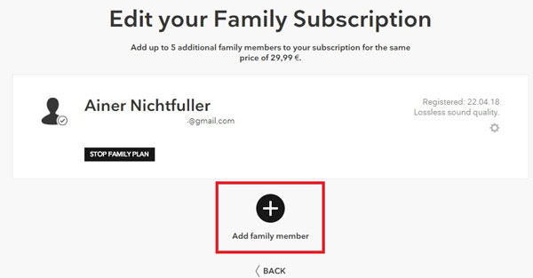 add family members to tidal
