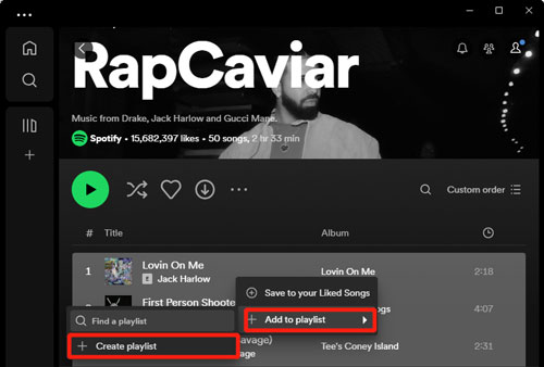 add individual spotify songs to a playlist