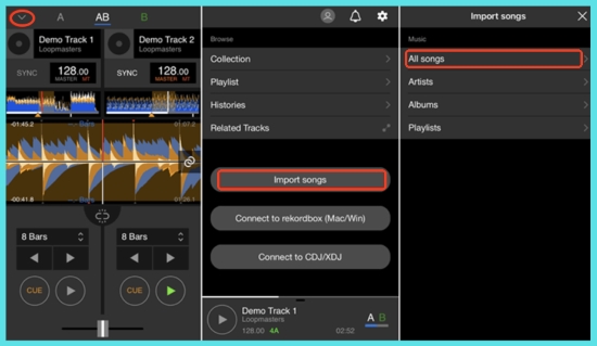 add amazon tracks into rekordbox on phone