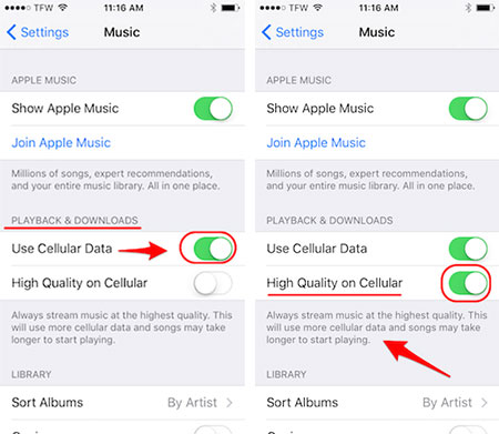adjust apple music bitrate on android