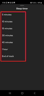 set sleep timer for spotify on android