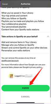 agree to link spotify with google home