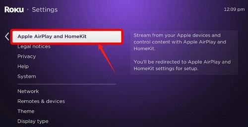 enable airplay on roku