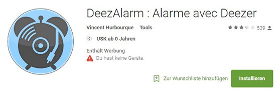 make deezer alarm android via deezalarm