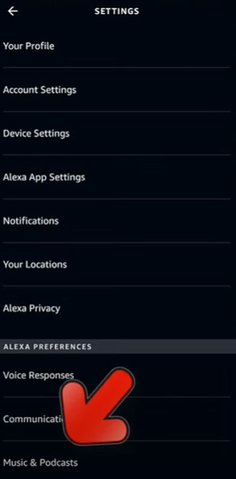 head to alexa app settings