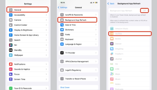 allow audible run in background on iphone