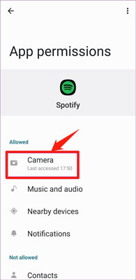 allow spotify to use camera on android