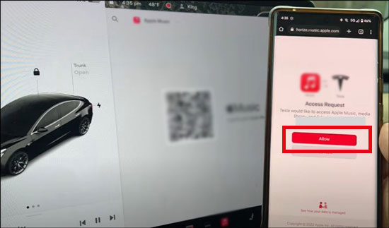 allow tesla to access apple music account