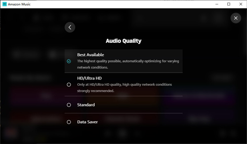 change amazon music audio quality on computer