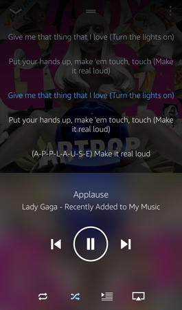 see lyrics on amazon music app for mobile