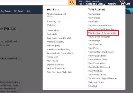 how to close amazon music free trial
