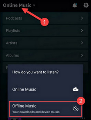 activate amazon music offline mode on iphone